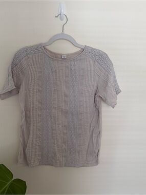 Old Navy Lace-Trim Short Sleeve Top - Light Beige
